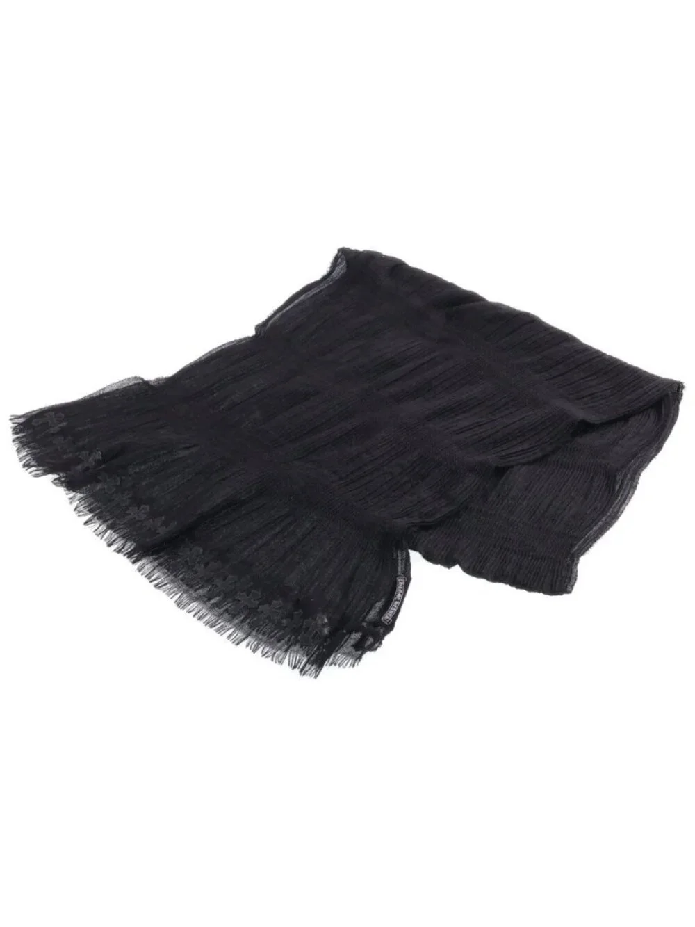 Chrome Hearts CH Cross Patch Cashmere Silk Mixed Scarf Shawl Black